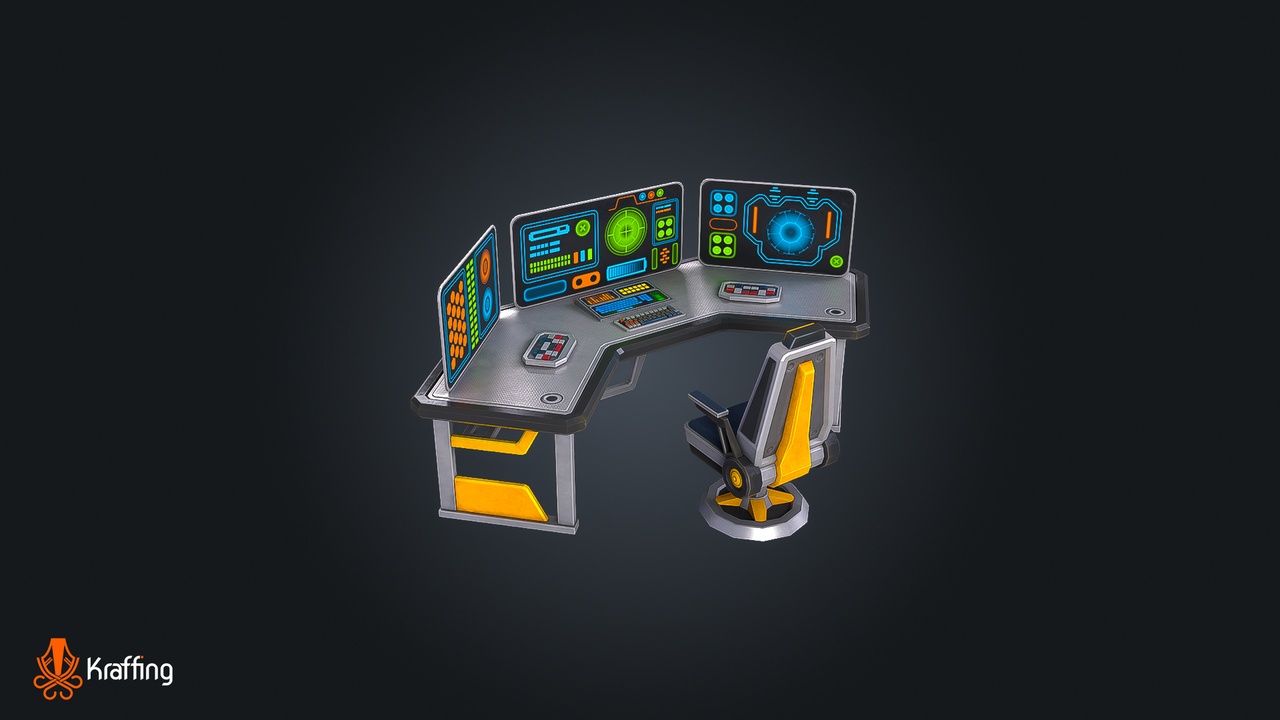 Media 1 for listing SCI-FI PC Desk V1 - Futuristic Computer – Game Ready PBR