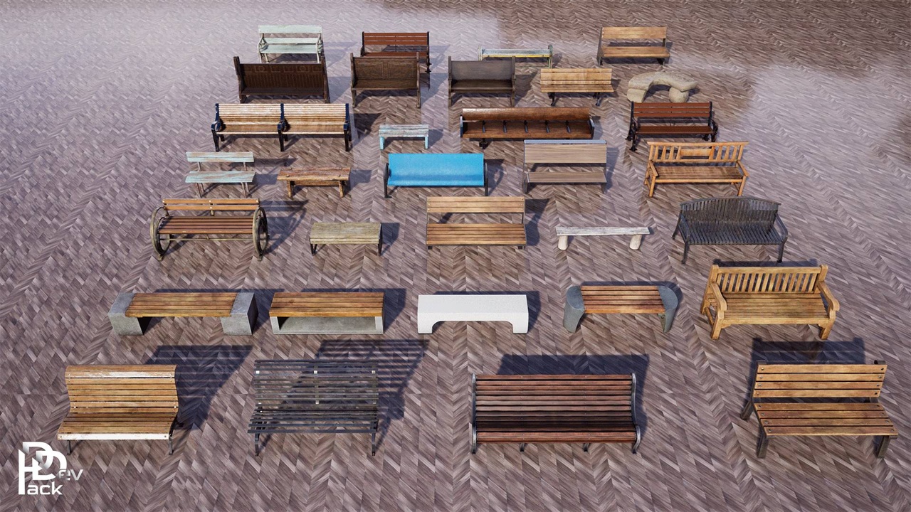 商品 Ultimate Benches Package / 30+ Assets 的媒体 1