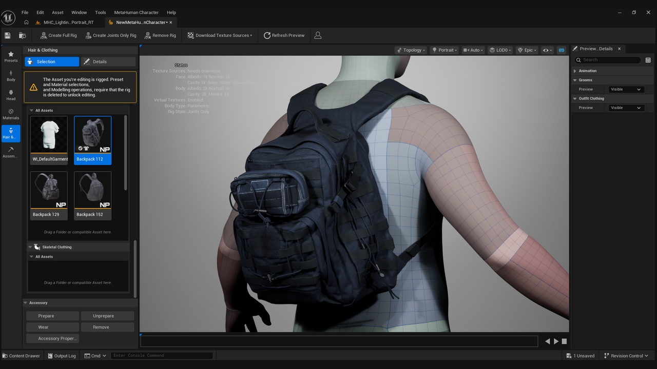 Media 1 for listing Tactical Backpack for Metahuman 112 - MHPKG