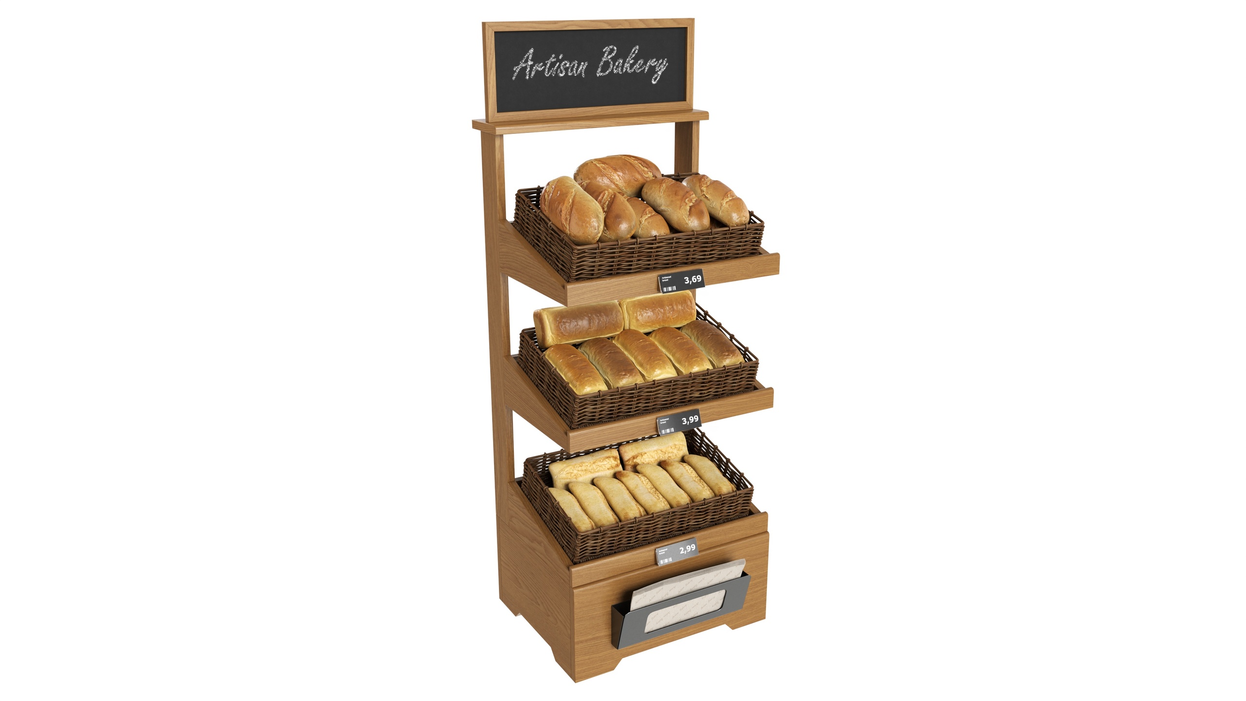 الوسائط 1 للقائمة Wooden loaf bread stand 02