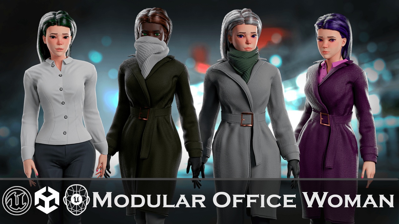 Media 1 for listing Office Winter Woman – Modular Game Character