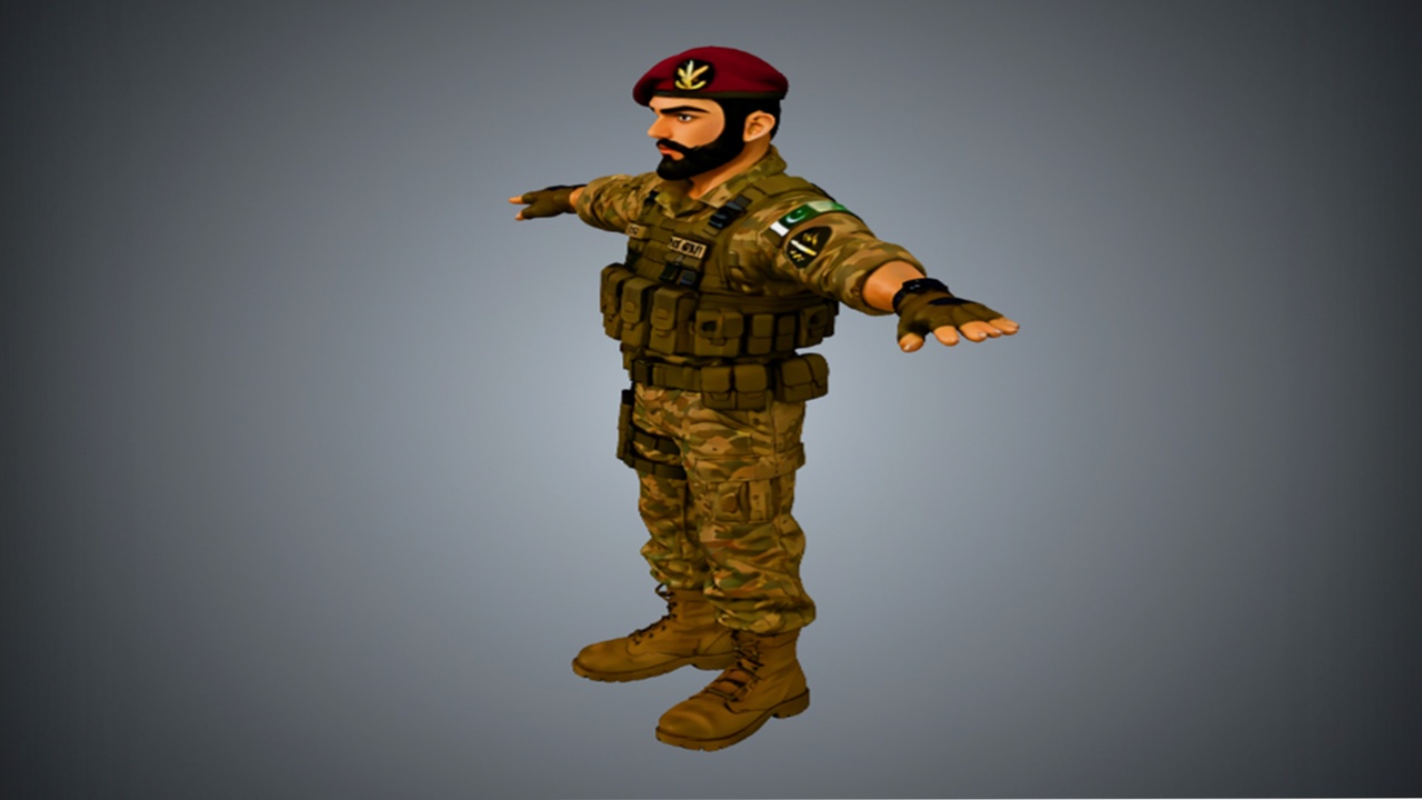 Media 1 for listing 3D Character Stylized Pakistani SSG Commando Soldier