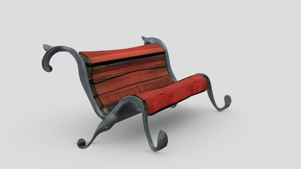 Media 1 for listing Red Curved Bench Cartoon