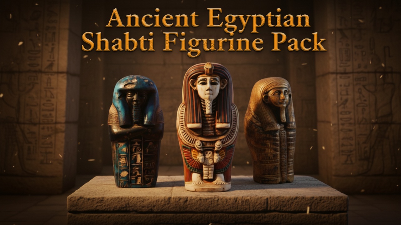 Media 1 for listing Ancient Egyptian Shabti Figurine Pack – 46 Assets