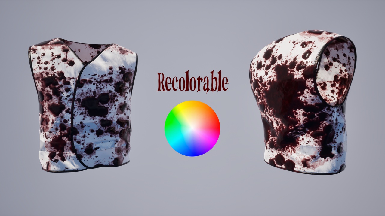 Media 1 for listing Recolorable Clean/Bloody 3D Worker vest Metahuman
