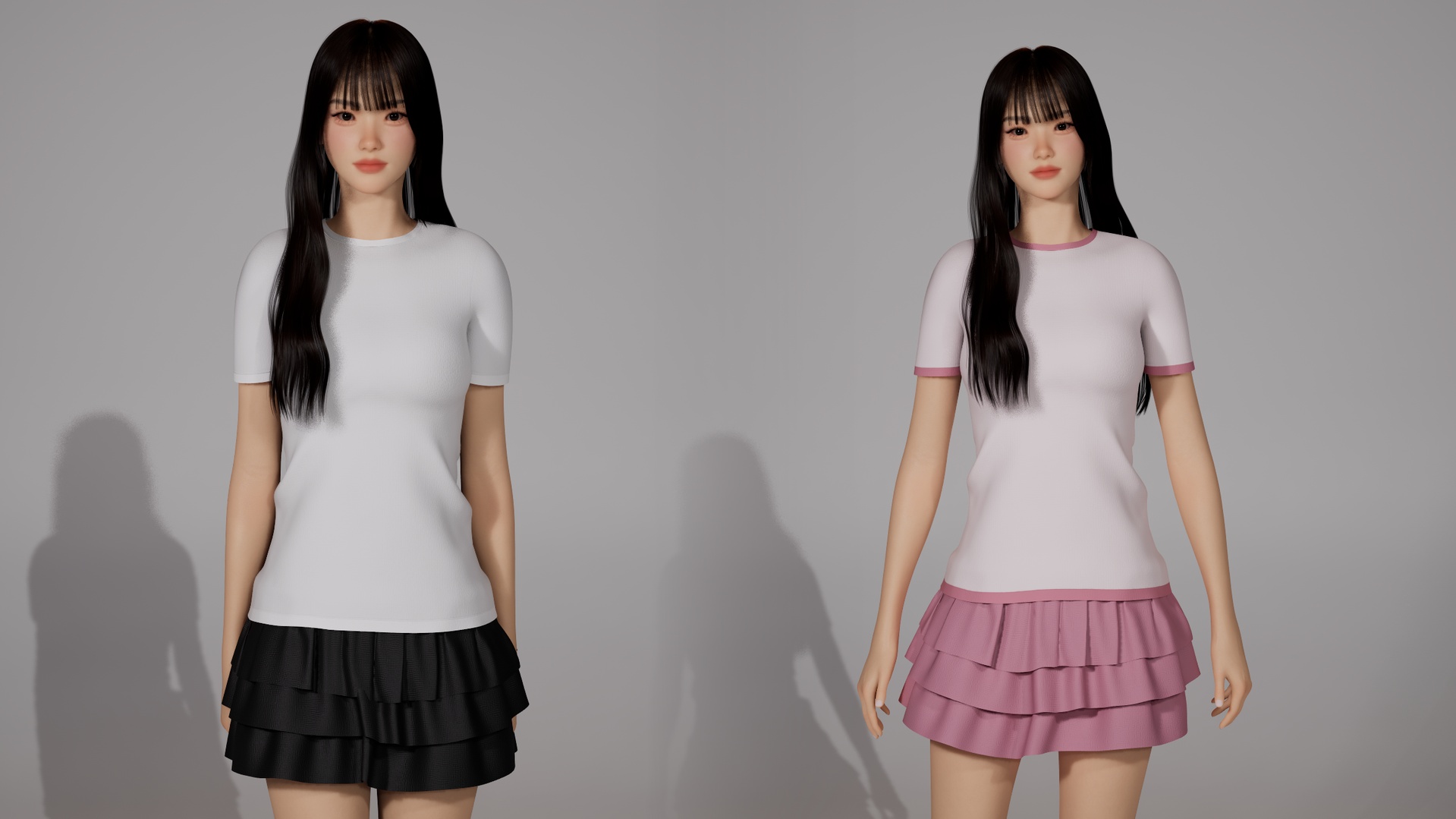 Media 1 for listing MetaHuman Casual Outfit - Fitted Top & Layered Skirt