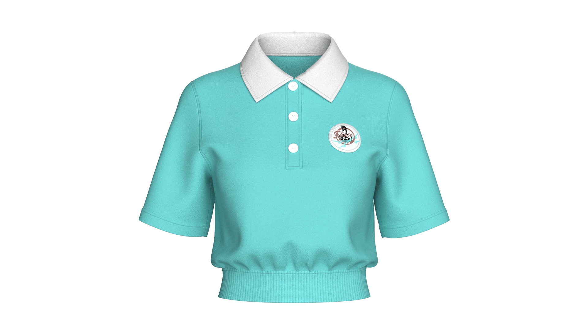 Media 1 for listing Girls Crop Polo Shirt With Patch | High Poly
