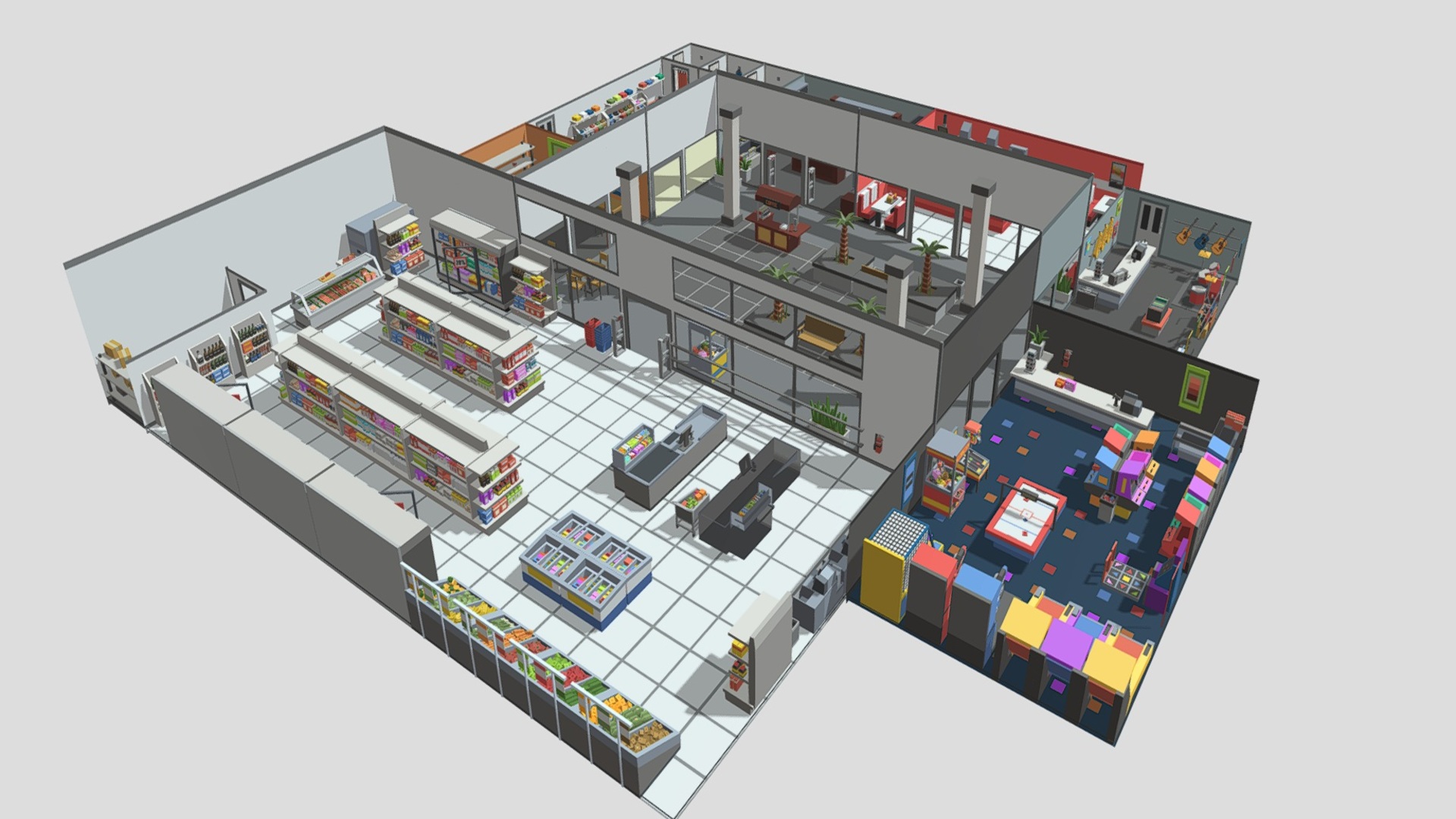 Low Poly Mall Shop Interior | Fab