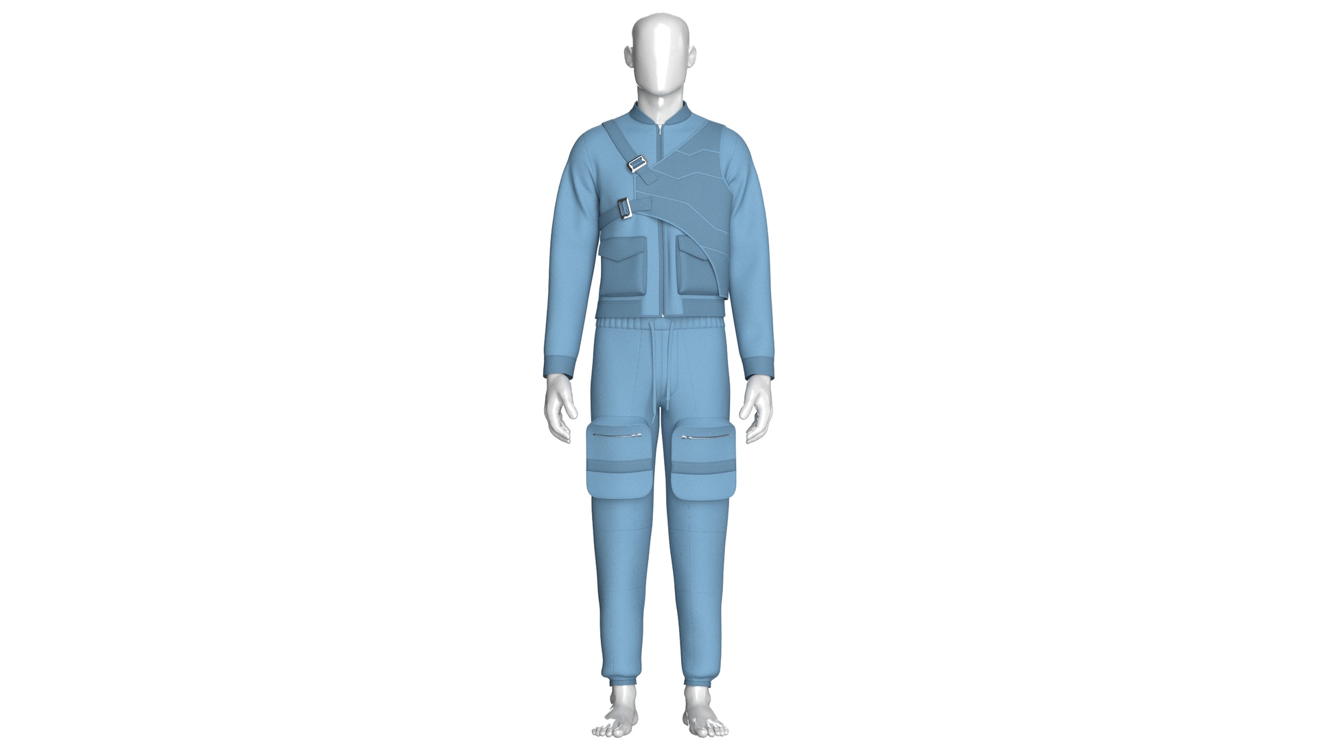 Media 1 for listing Men Zip Up Buckle Jacket With Cargo Pant - Outfit | High Poly