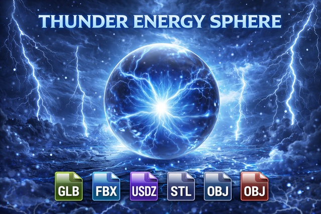 Thunder Energy Sphere | Stylized Lightning Orb 3D Model — Cobalt Game Assets