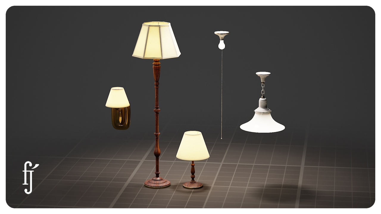 Media 1 for listing Household Lamp Set - Vintage Floor Table Wall Sconce Pendant Light