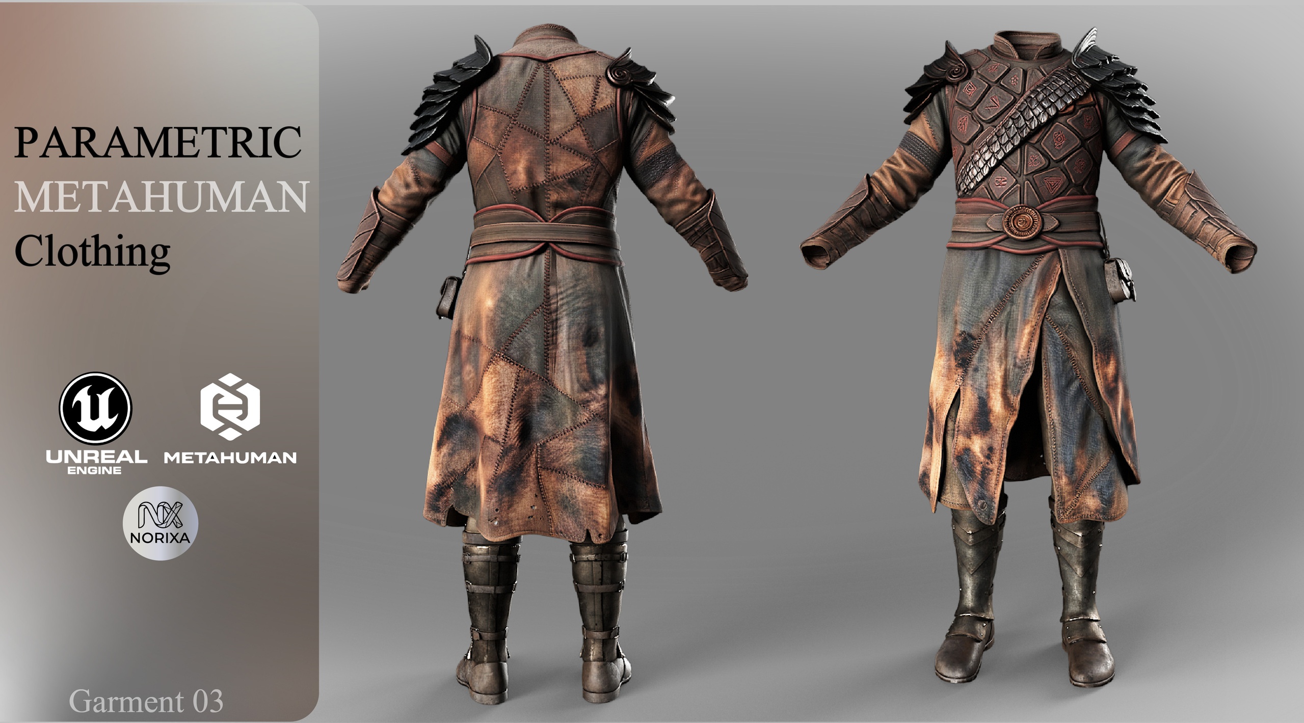 Media 1 for listing Medieval Parametric Metahuman Resizable Armor 03