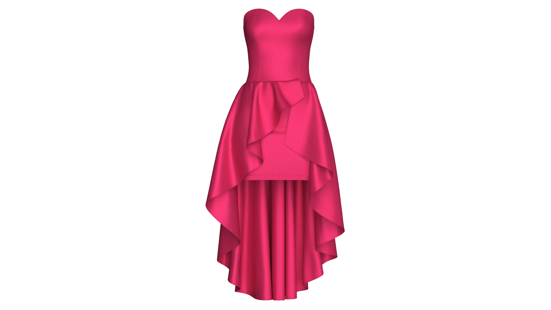 Media 1 for listing Girls Strapless Sweetheart High - Low Ruffle Gown | High Poly