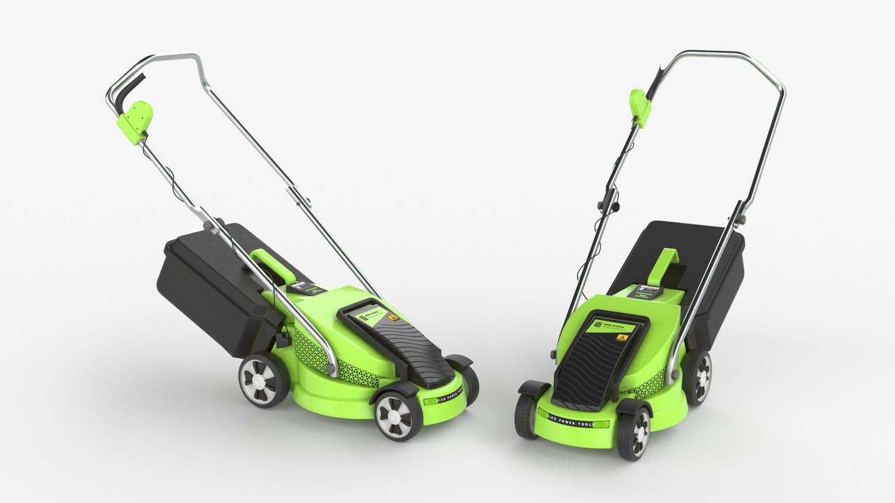 Media 1 for listing Electric Green Lawn Mower with Grass Collector