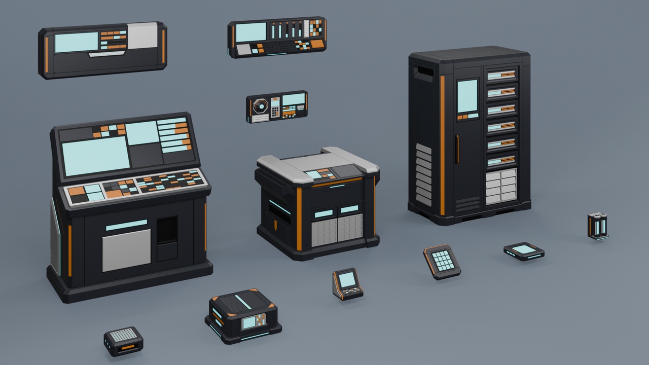 Media 1 for listing Low Poly Sci-Fi Control Systems Pack C-003