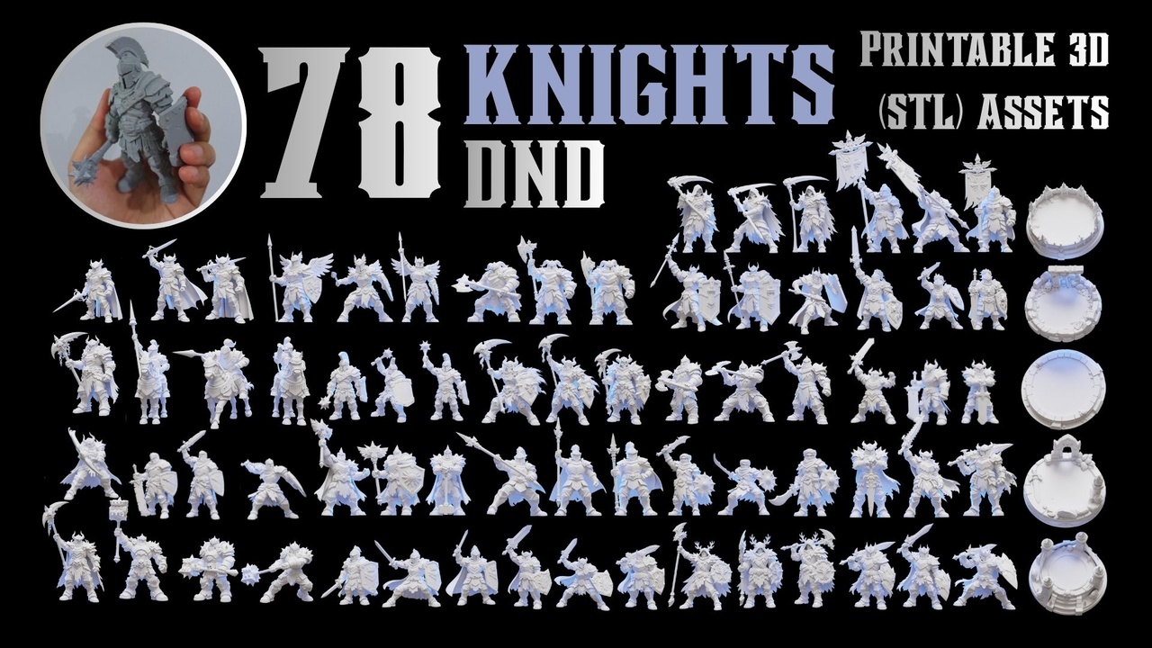 Media 1 for listing 78 DnD STL Miniatures Knight Bundle 3D Print Model