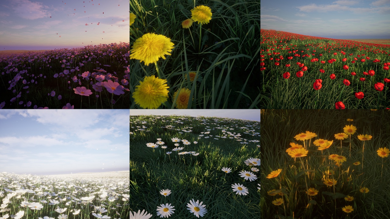 Media 1 for listing Realistic Flower & Grass Pack