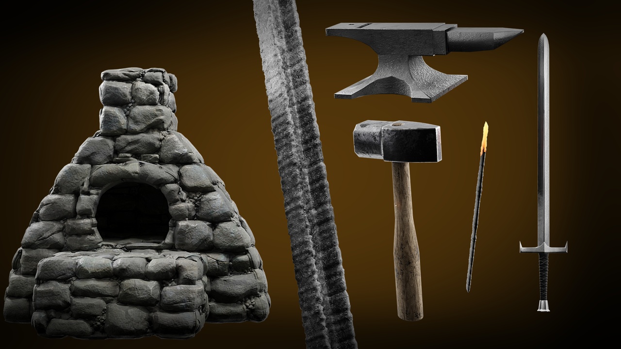 Media 1 for listing Medieval Blacksmith Workshop 3D Asset Pack – Realistic & Game-Ready