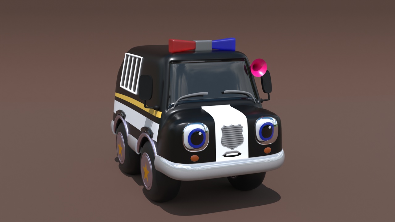 Media 1 for listing Cute Stylized Cartoon Police Car – High Quality 3D Model | Perfect for Games & A