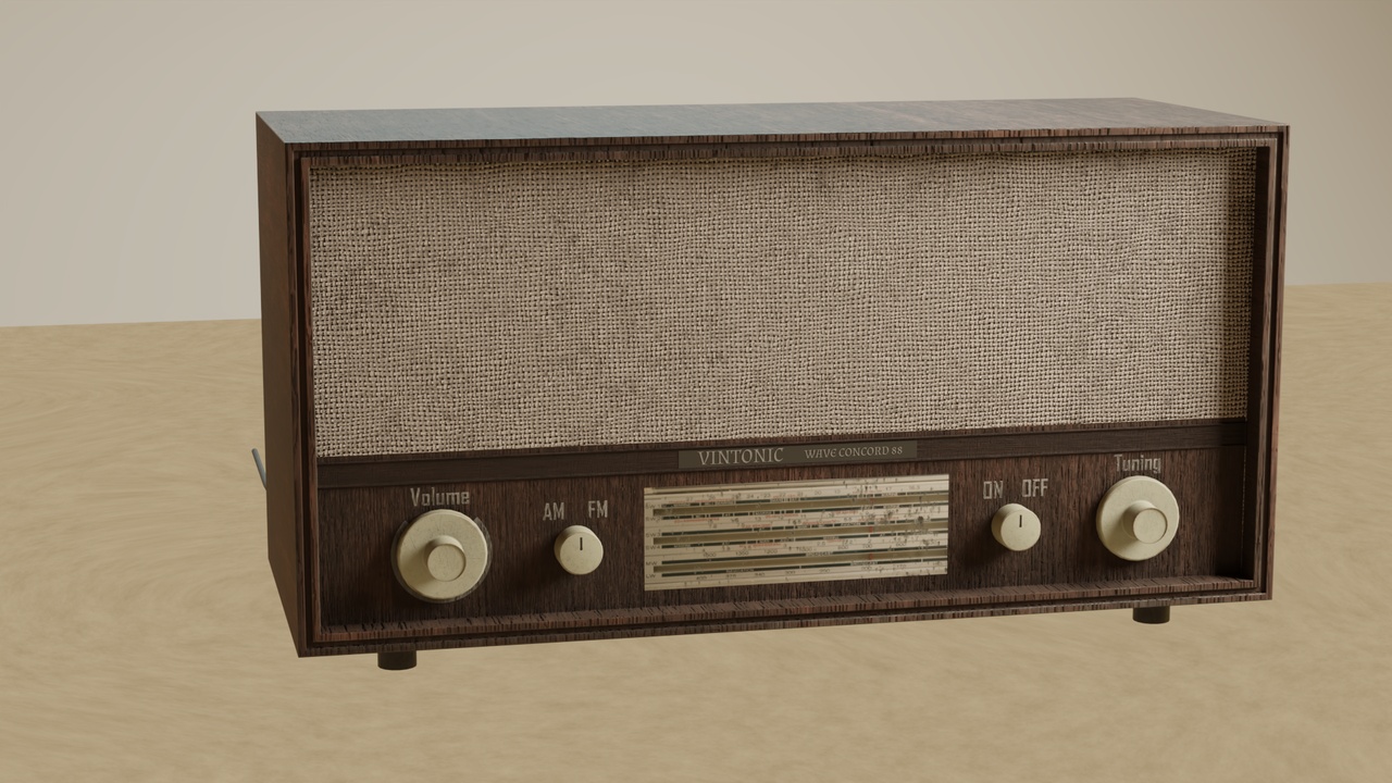 Media 1 for listing Lowpoly Vintage Radio model - 2k and 4k textures available