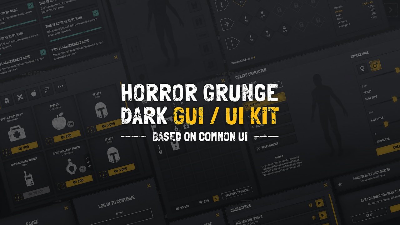 Media 1 for listing Grunge / Military / Horror Dark GUI / UI KIT (CommonUI) + psd/ai source files