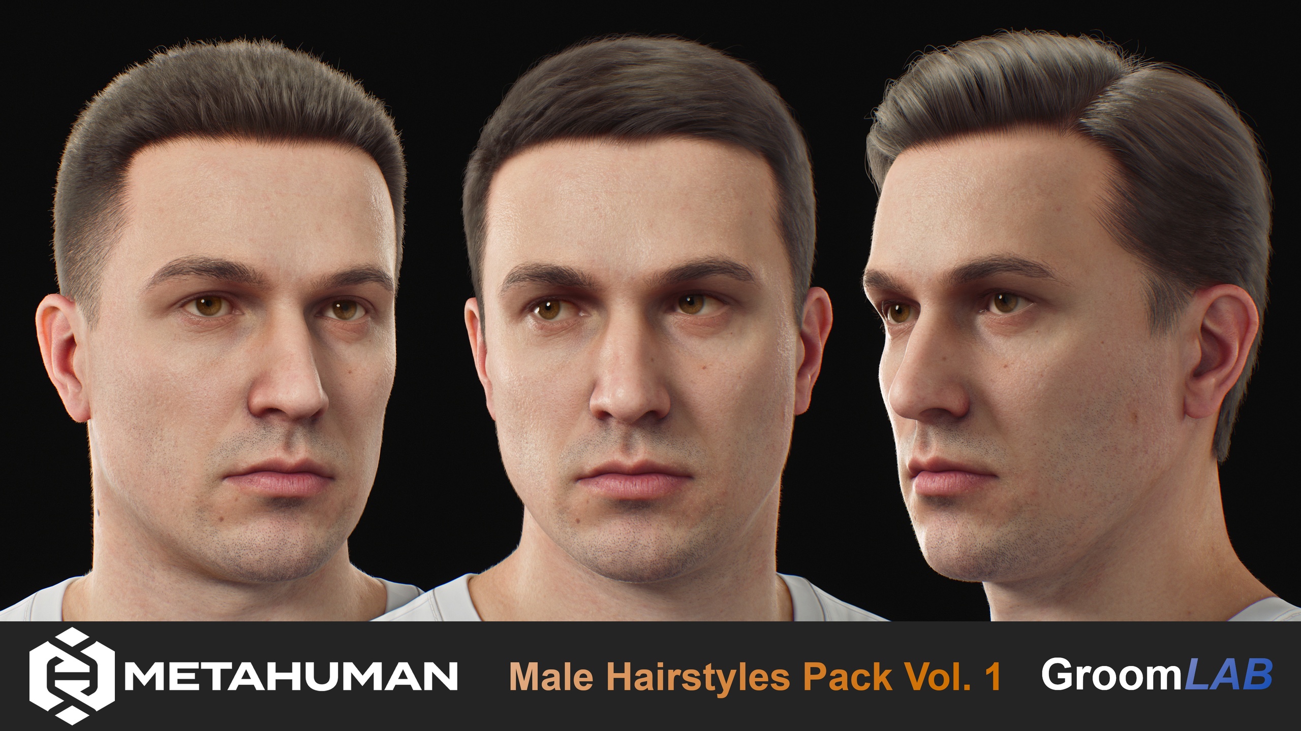 Media 1 for listing Metahuman Male Hairstyles Pack Vol. 1 - GroomLab