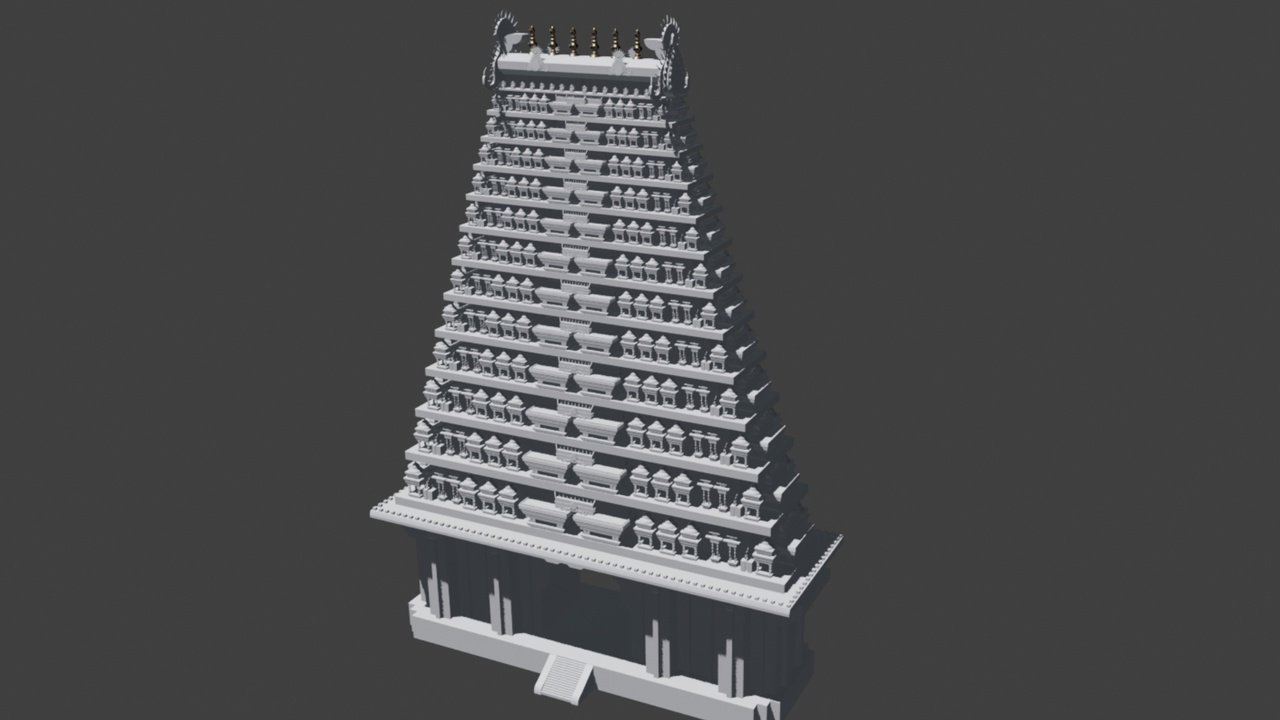Media 1 for listing Handcrafted Kovil Gopuram | Hindu Temple Architecture | CGI & 3D Print