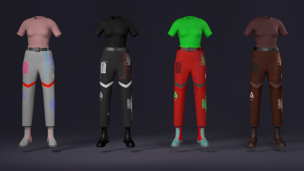 Media 1 for listing MetaOutfits – Sci-Fi Wear – Cyberpunk Thug Female Outfit