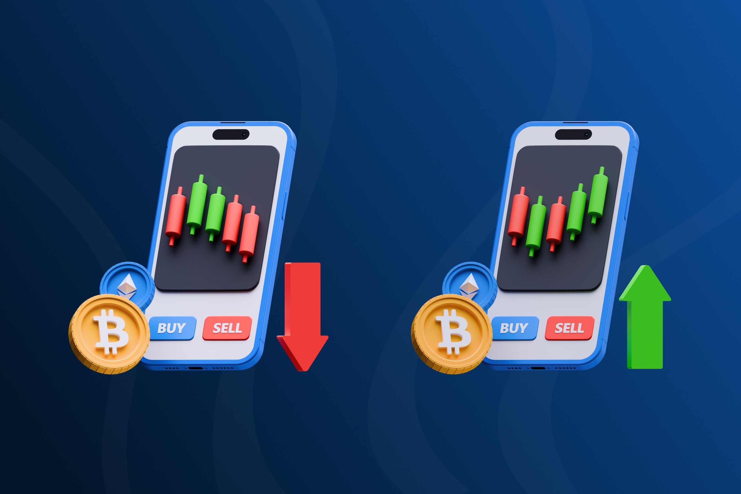 Media 1 for listing 3D Crypto Trading Up & Down Icons