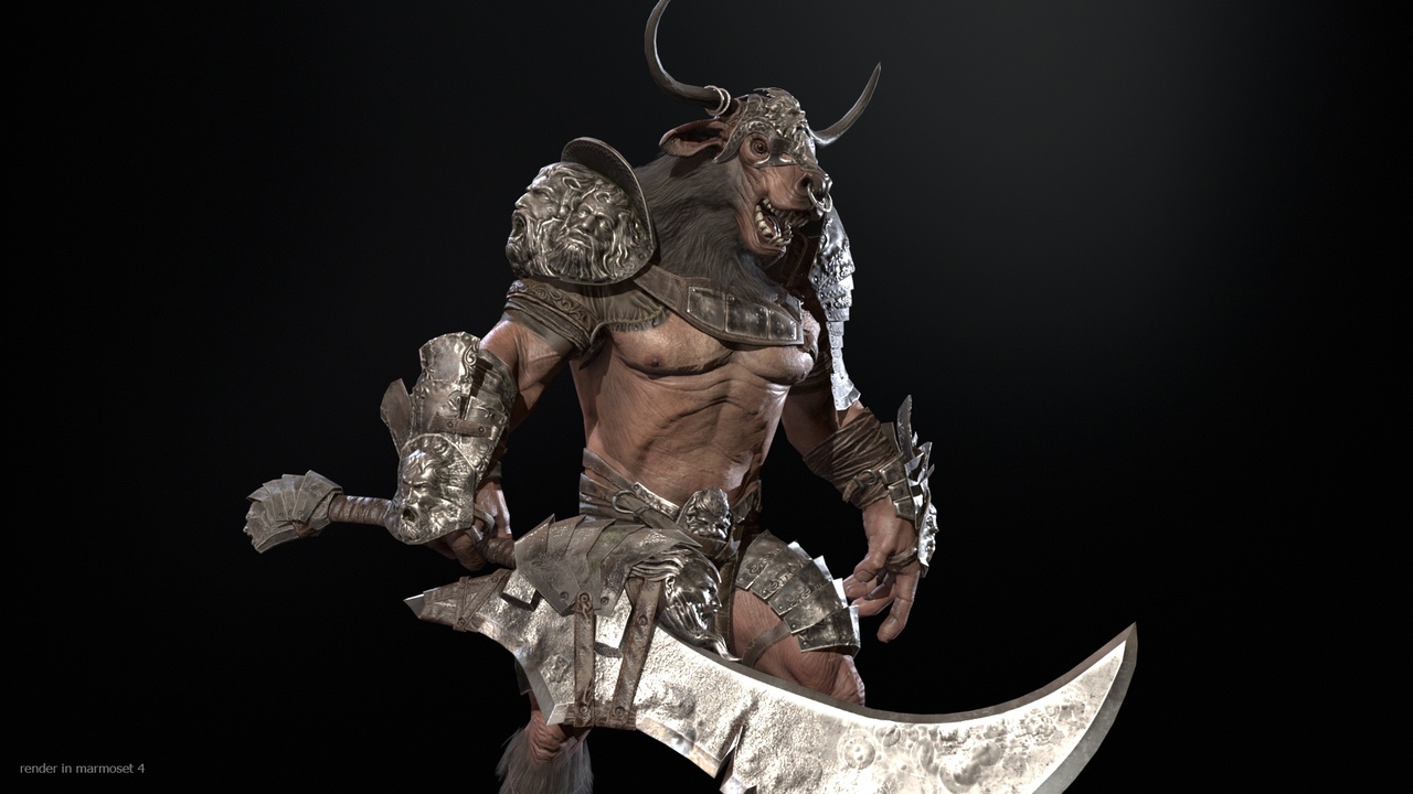 Reaper Miniatures - Cretus: Minotaur Unpainted Pewter Figurine, 25mm Heroic Scale Fantasy Model For Tabletop RPG & Collecting