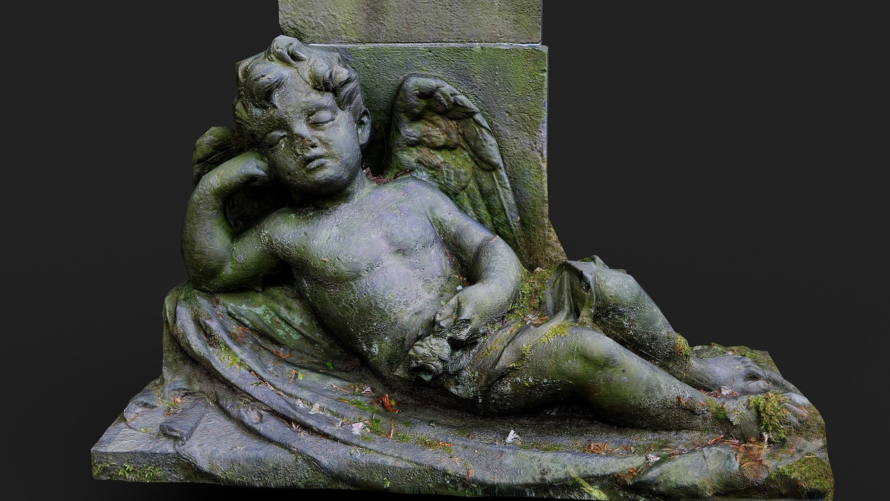Media 1 for listing ancient monument cupid mossy tomb PBR photogrammetry