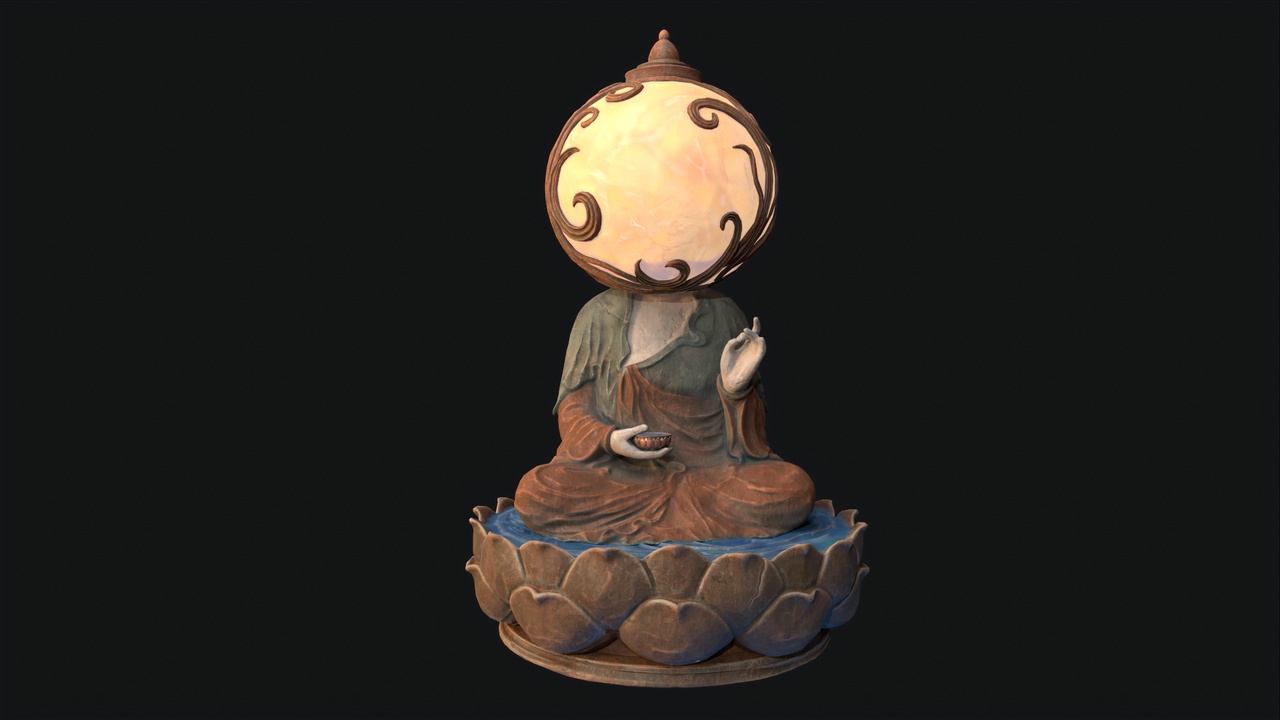 Media 1 for listing Buddha Statue Lamp Game Ready 3D Model Low-poly 3D model