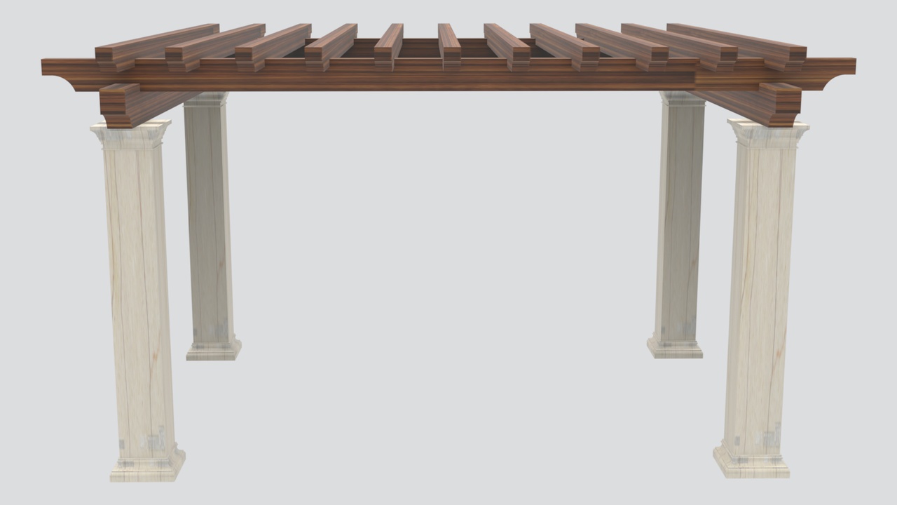 Media 1 for listing Wood Lattice Pergola on White Square Columns 3D Model