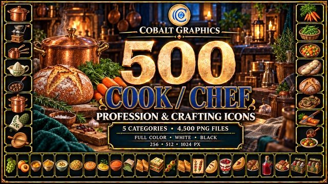 500 Cooking & Chef Profession Icons | RPG Food, Ingredients & Kitchen Tools — Cobalt Game Assets