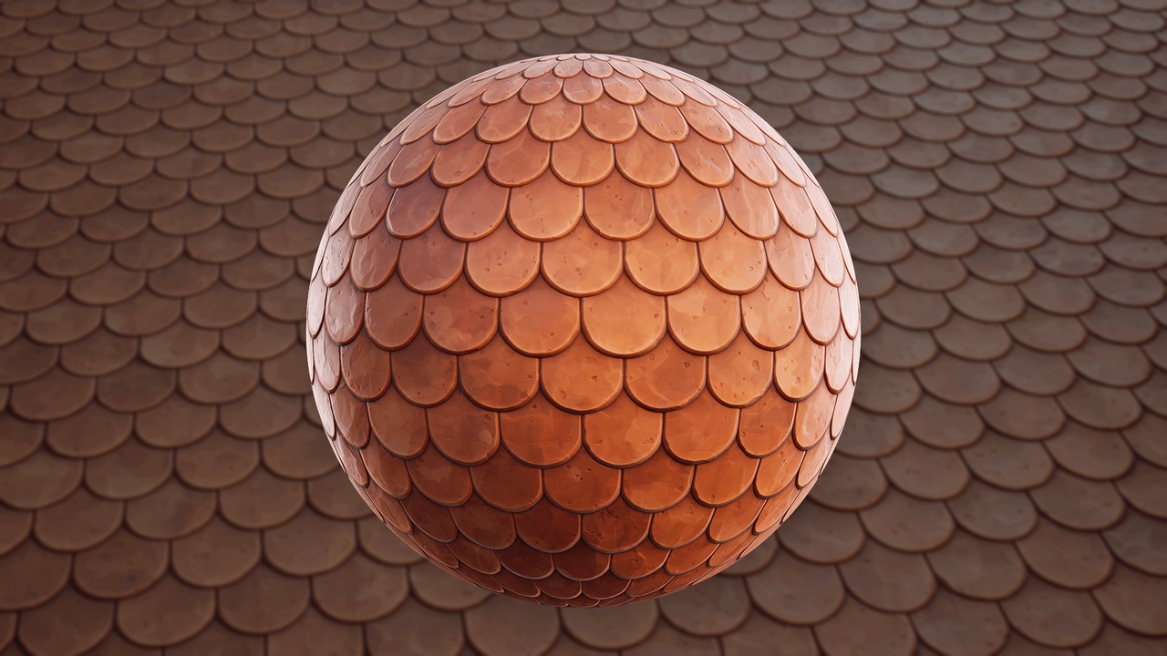 Media 1 for listing Stylized Roof Tiles 05A - Material