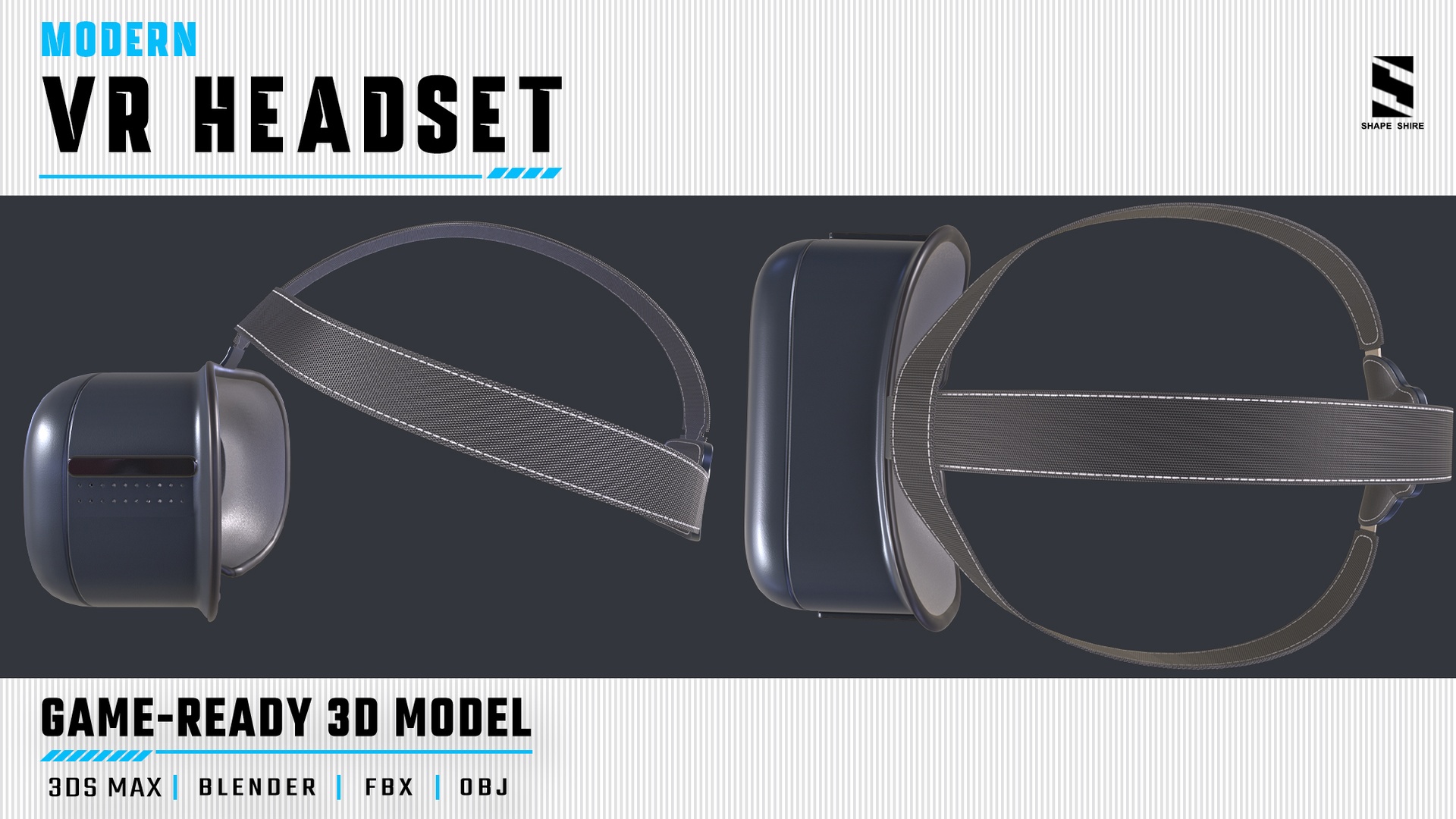 Media 1 for listing Modern VR Headset 3D Model | Game-Ready VR/AR Asset