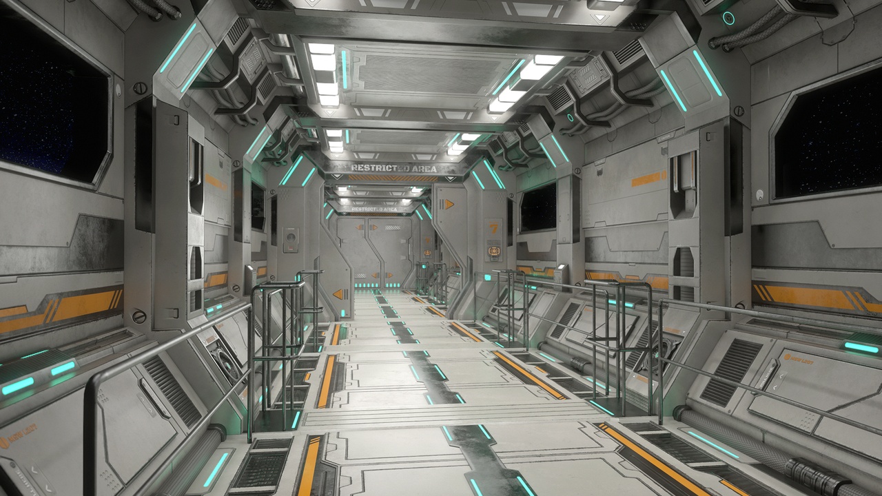 Sci-Fi Modular Corridor & Door Ver.2 - Low Poly | Fab