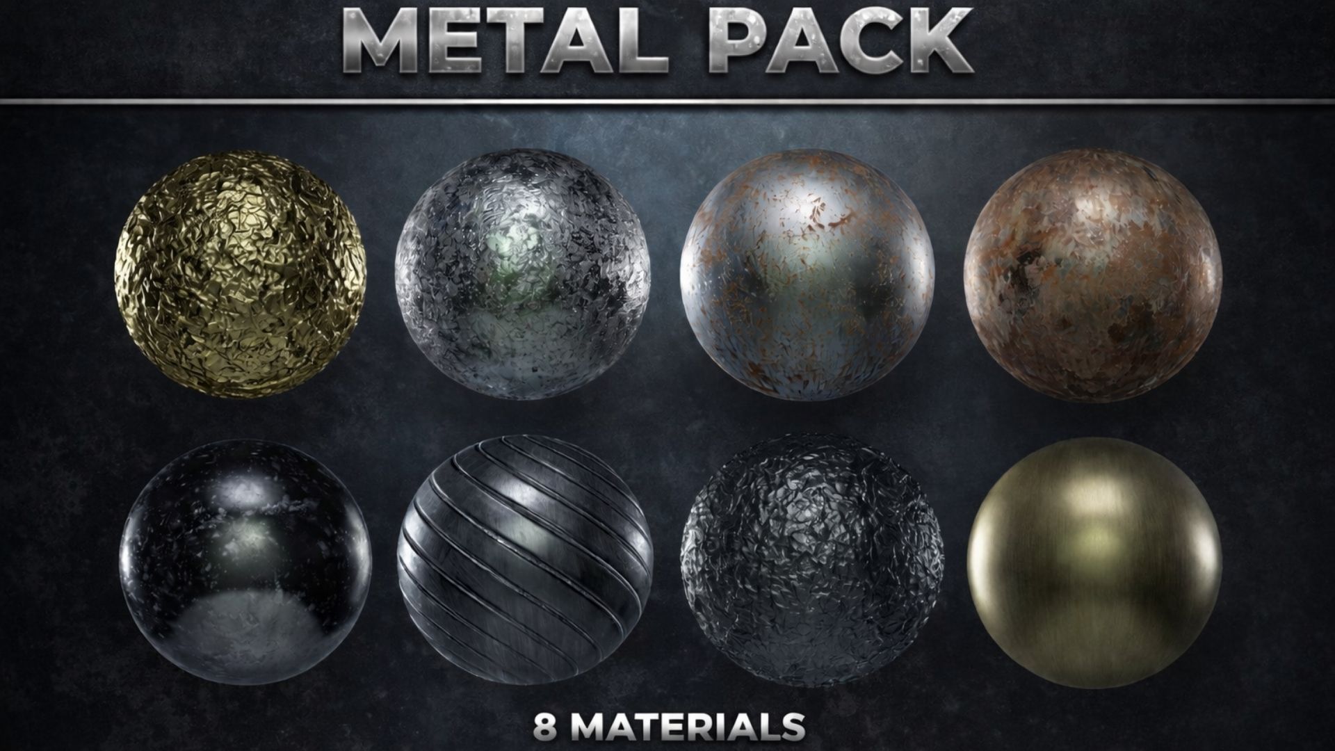 Material Pack Realistic Metal Material Pack – 8 High Quality PBR Materials | Fab