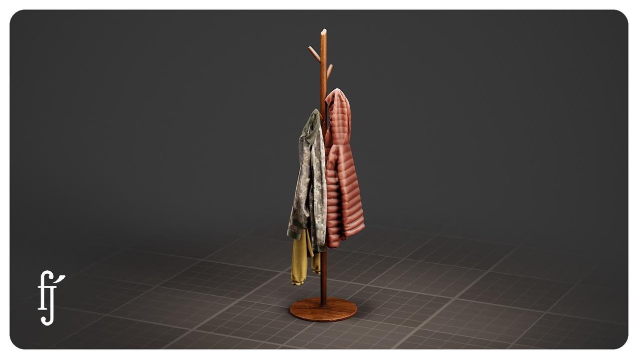 Media 1 for listing Wooden Coat Rack Stand - Entryway Clothing Hanger