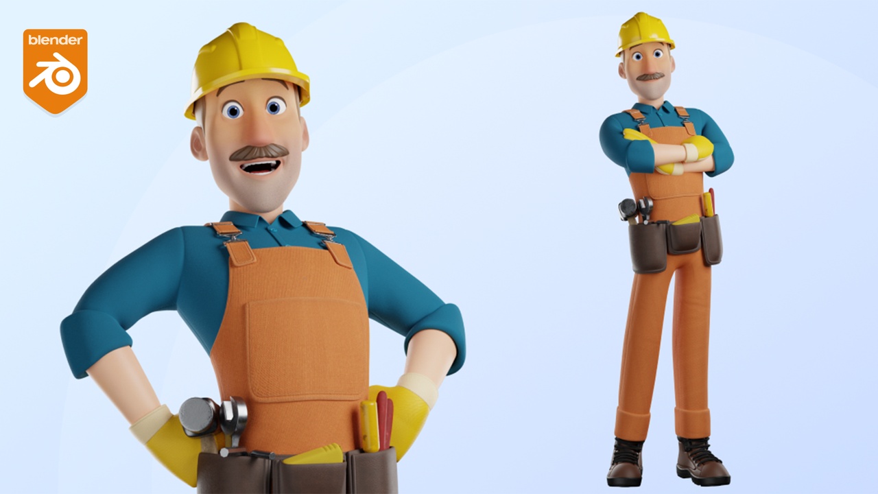 Media 1 for listing Male Cartoon Builder Character