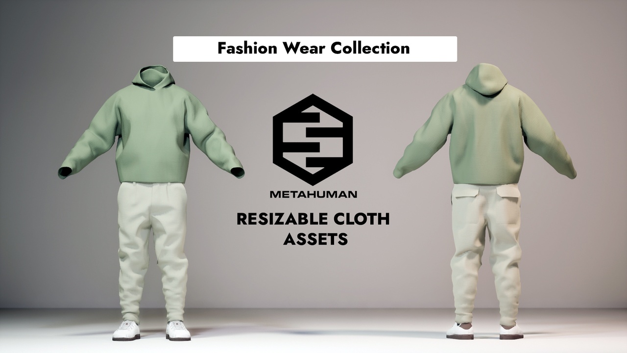 Media 1 for listing Fashion Wears for MetaHuman (Resizable | Hoodie, Pants & Shoes)