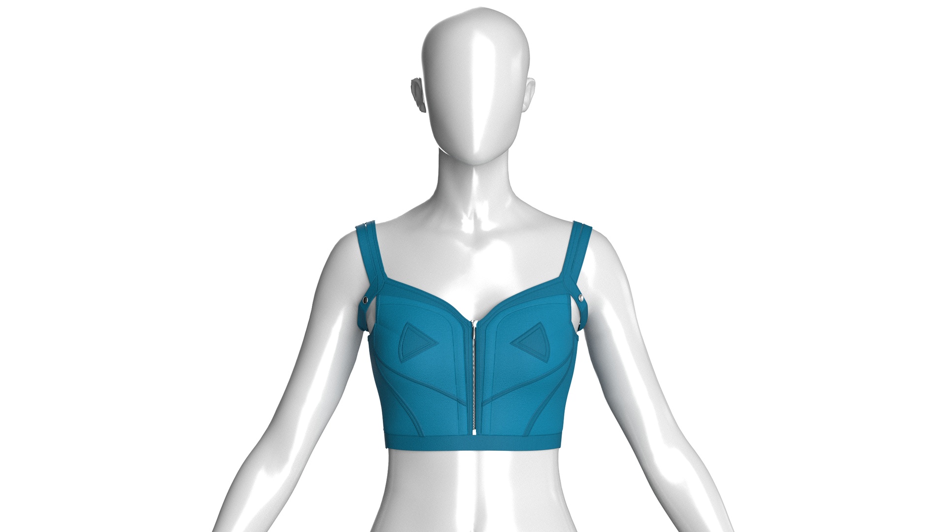Media 1 for listing Girls Crop Bustier Top With Front Zip | High Poly