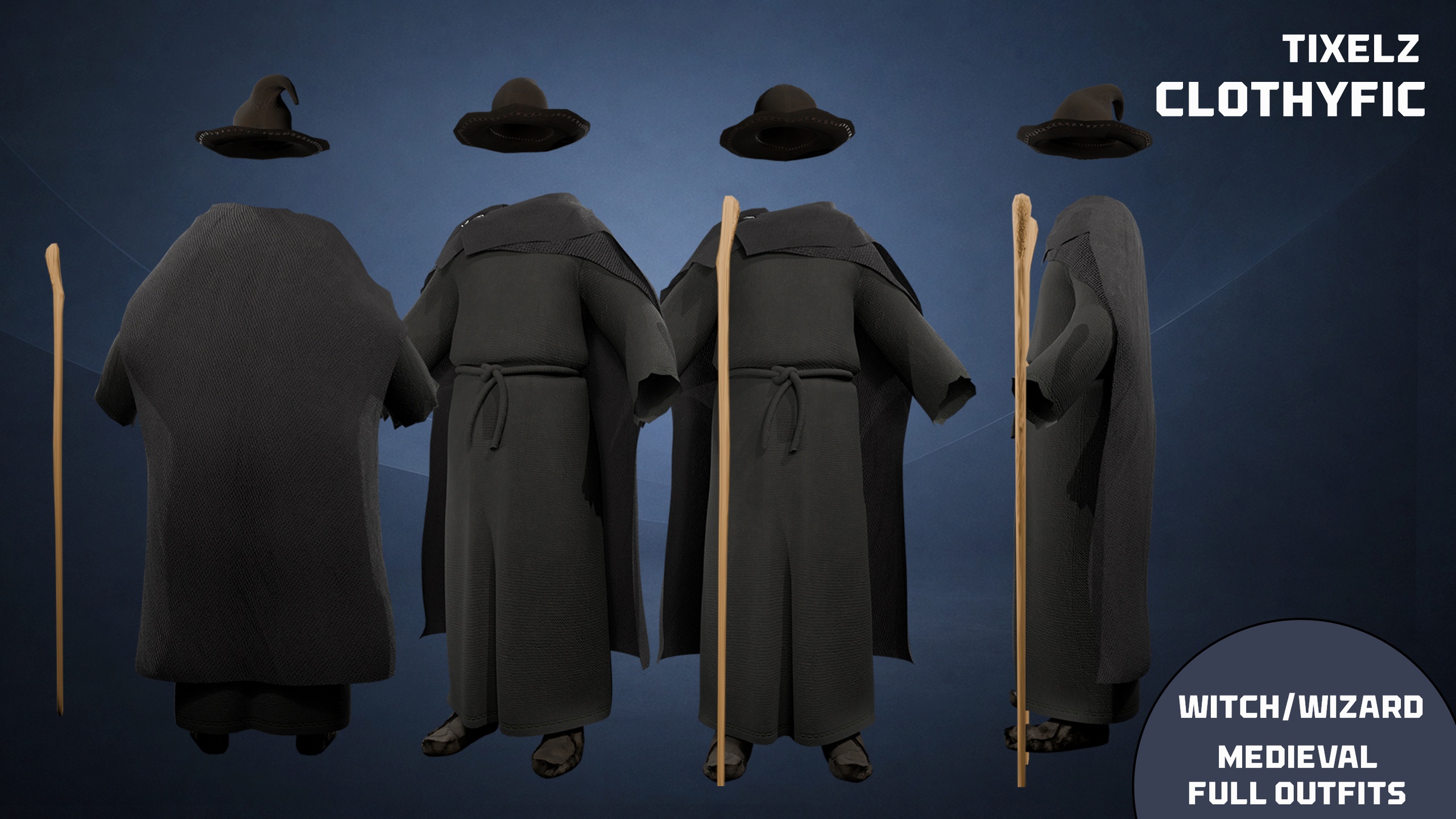 Media 1 for listing Wizard/witch medieval full outfit 21 - clothyfic bundles
