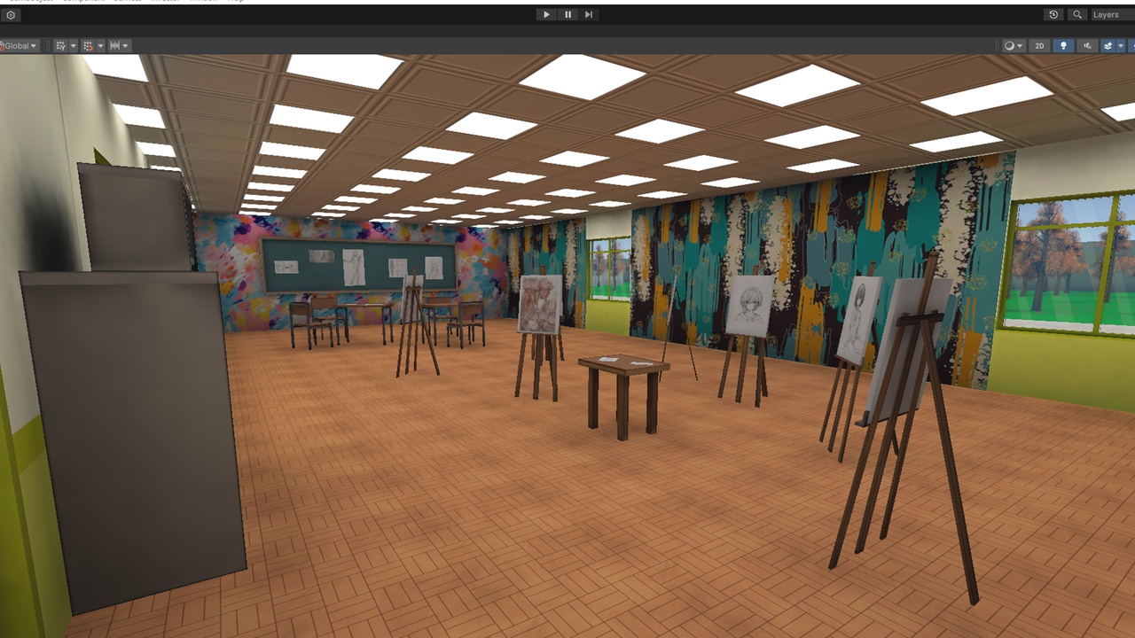 Media 1 for listing school with interior Class room art Library photography Podcast gym Low poly