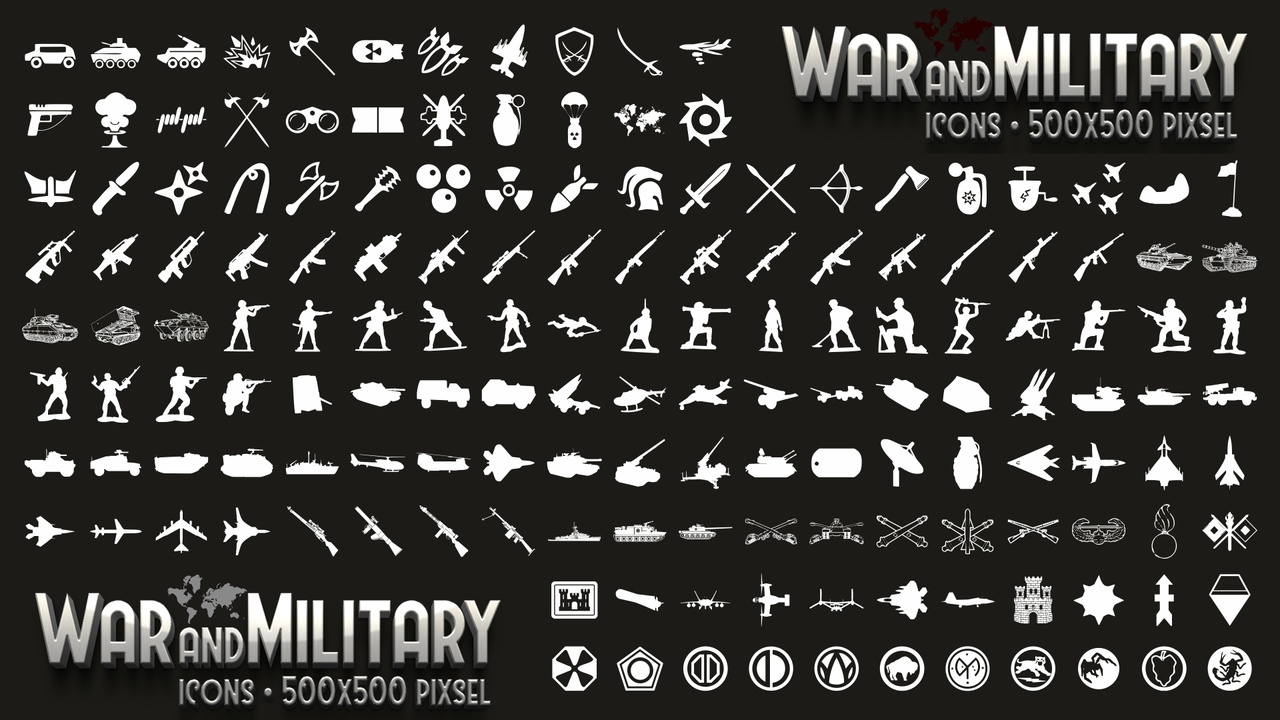 2D War Military Icons Pack ilanı için 1. medya