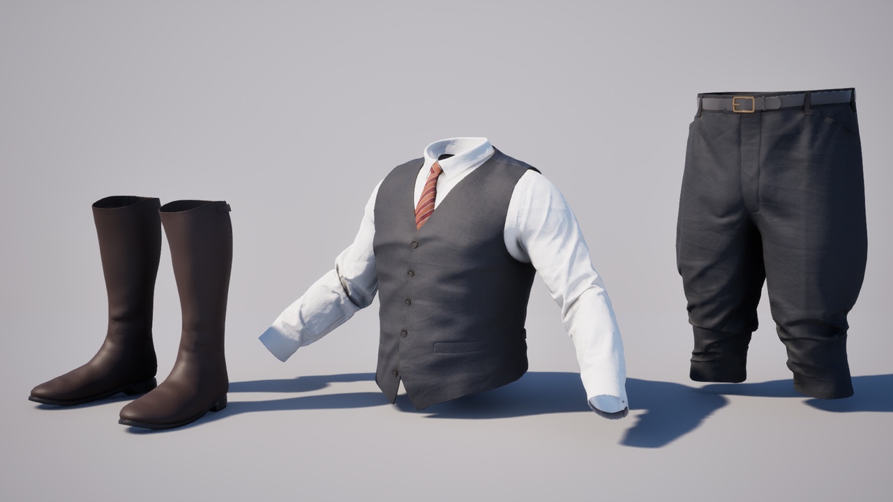 Media 1 for listing Noble Equestrian Gentleman Outfit - Metahuman Riding Suit Clothes Parametric PBR