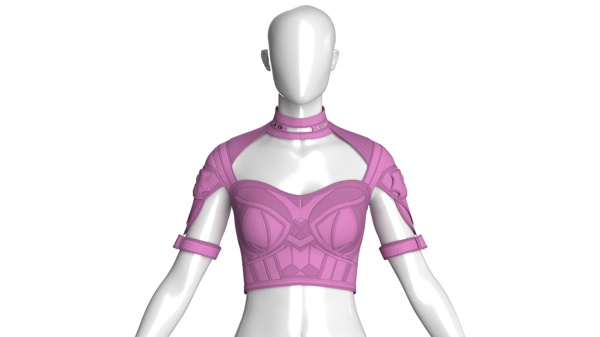 Media 1 for listing Girls Crop Top With Choker Collar | High Poly