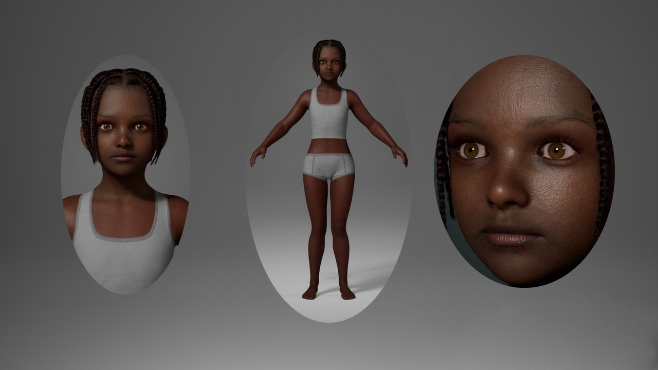 Media 1 for listing Editable MetaHuman child - Toril.With hair, no clothing included.