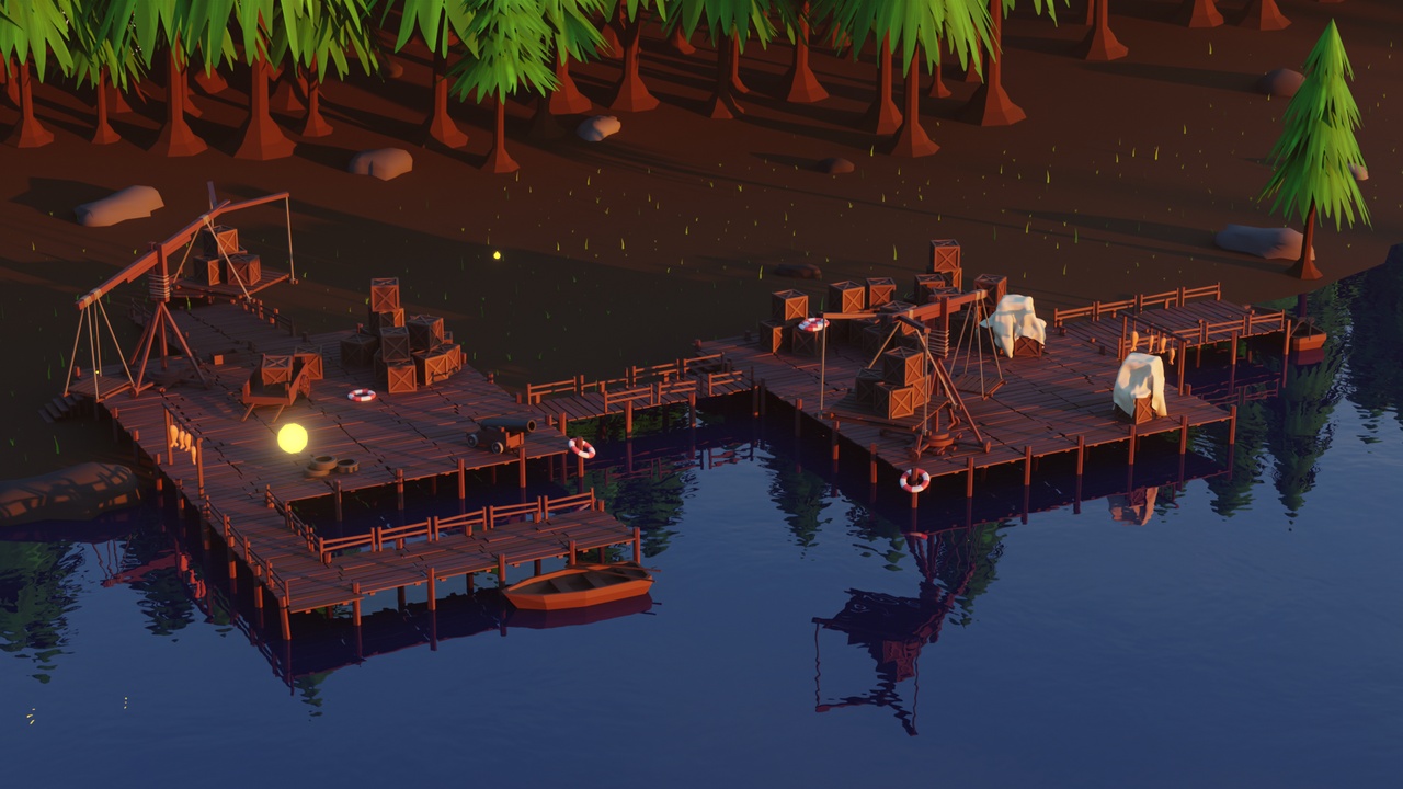 Media 1 for listing Stylized Low Poly Coastal Dock & Seaside Harbour Pack