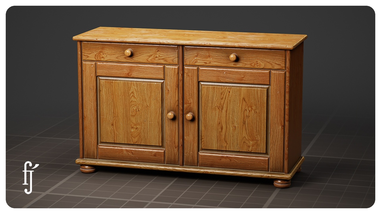 Media 1 for listing Wooden Pine Sideboard Cabinet - Rustic Buffet Dresser with Drawers